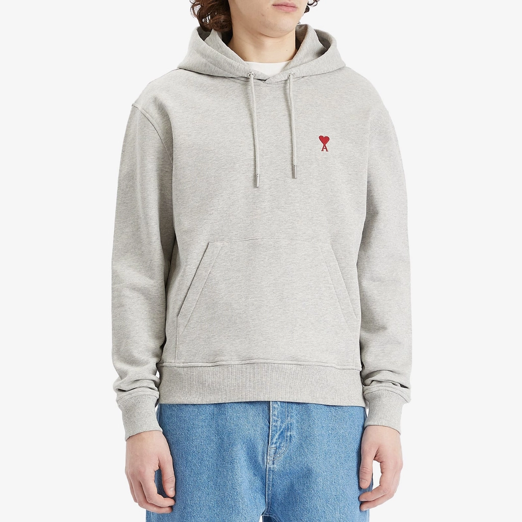AMI Paris Men's Ami De Coeur Hoodie Heather Ash Grey